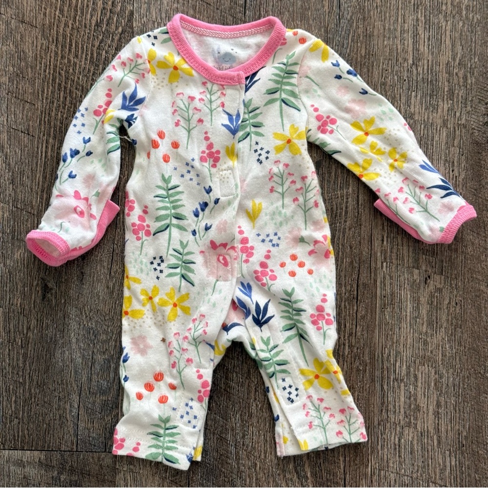 Cloud Island Pink and Yellow Bodysuit with Floral Print